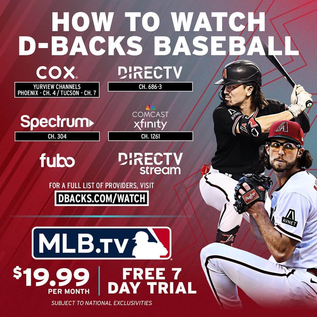 アリゾナ・ダイヤモンドバックスさんのインスタグラム写真 - (アリゾナ・ダイヤモンドバックスInstagram)「🚨 Starting today, you can find your #Dbacks in some new locations! And for the first time, you can stream games in-market via MLB.TV with a new Single Team D-backs subscription. Learn more at dbacks.com/watch (link in bio).」7月19日 1時49分 - dbacks