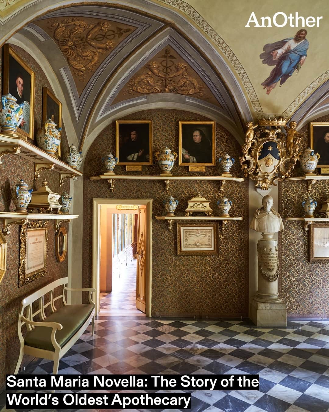 AnOther Magazineのインスタグラム：「The story of the @santamarianovella1221 fragrances begins in the year 1221, when Dominican friars arrived in Florence and set up shop at Santa Maria Inter Vineas, a small church outside of the city walls ⛪️✨⁠ ⁠ Later, with the involvement of the Medici family, the Black Death and a rediscovered citrus fruit, the story of Santa Maria Novella and the world's oldest apothecary is a rich tapestry, scented by a beguiling craft and culture, that today the label continue to honour. “For me, it’s important that Santa Maria Novella doesn’t become a museum,” CEO @gian_luca_perris tells @akbpeters. “The monks were great at innovation. They were researching new ingredients, making new formulas, and allied with the Medici family to invest in chemistry and in pharmaceuticals.”⁠ ⁠ At the link in bio, discover the fascinating history of Santa Maria Novella 📲⁠ ⁠ 📸 The Officina Profumo-Farmaceutica di Santa Maria Novella」