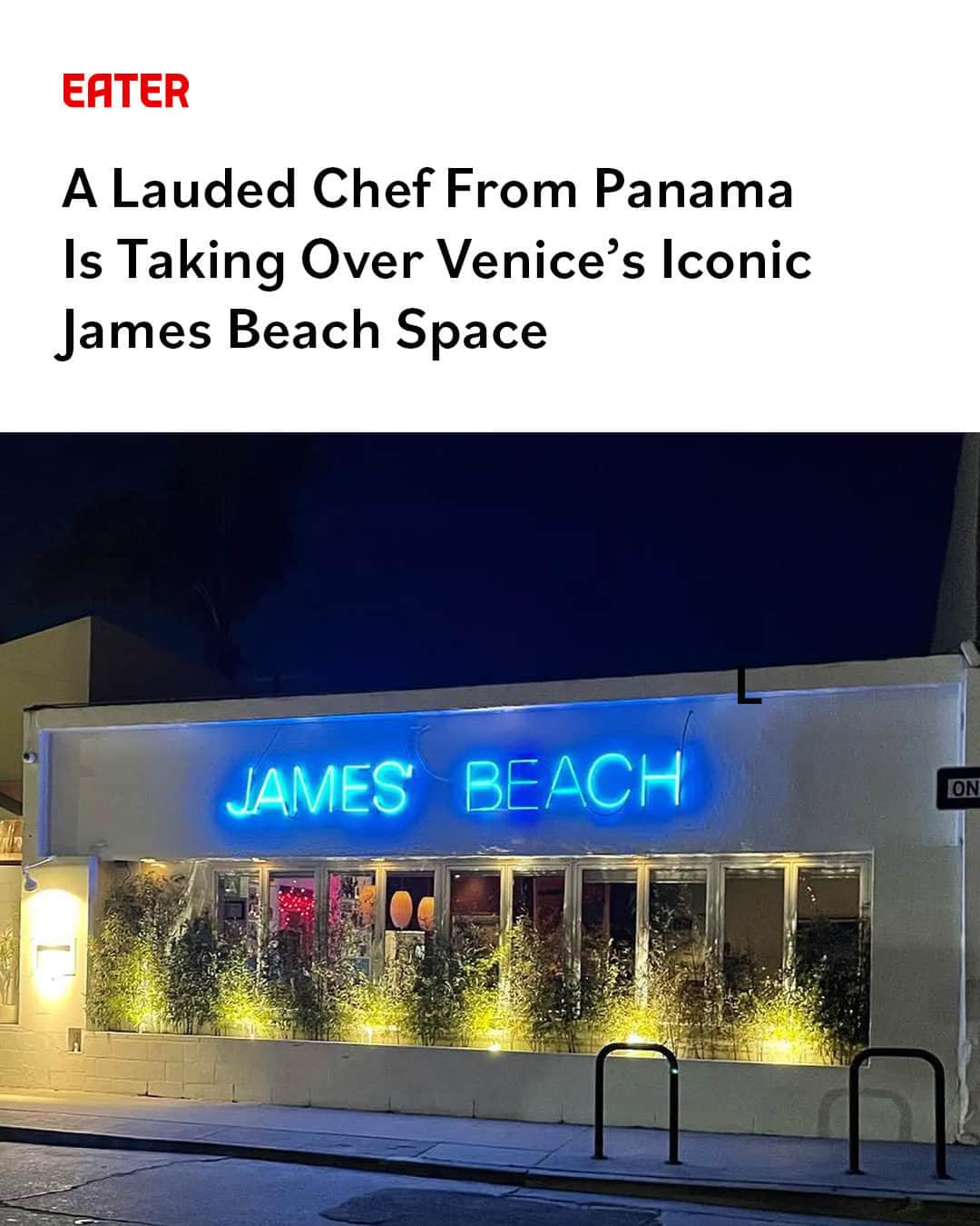 Eater LAのインスタグラム：「The restaurateurs behind Hatchet Hall in Culver City, Louie and Netty Ryan, are teaming up with acclaimed Panamanian chef José Olmedo Carles Rojas to open a Central American restaurant in the former James Beach space. Located at 60 N. Venice Boulevard, Si! Mon is expected to open in September. Tap the link in bio to read the news by Eater LA senior reporter/editor Cathy Chaplin (@gastronomyblog)  📸: James Beach」