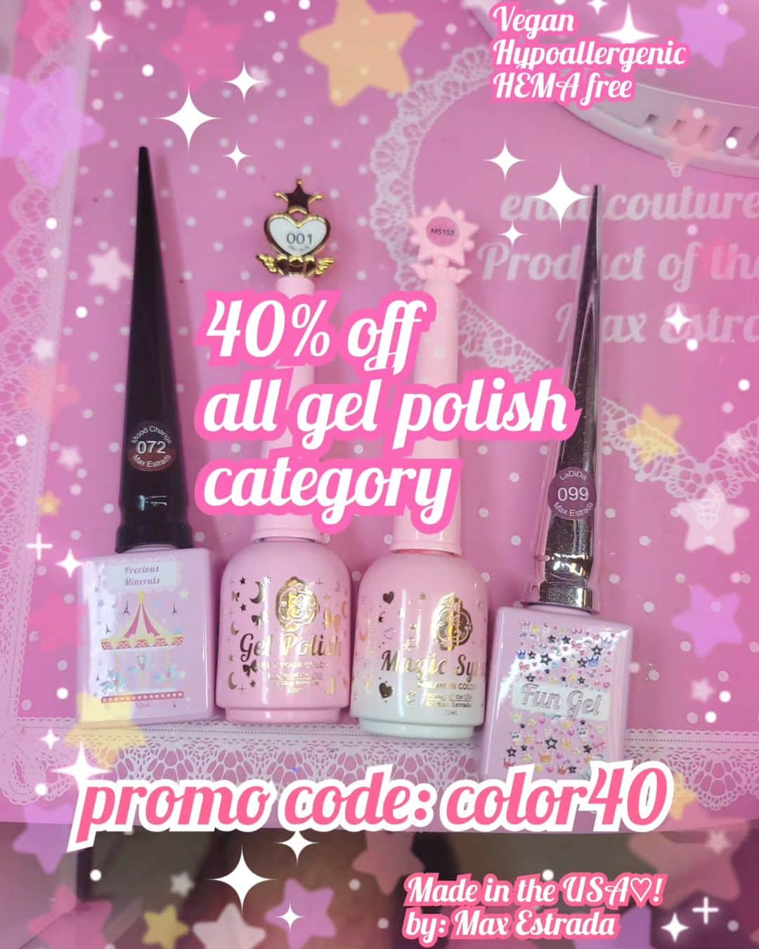 Max Estradaのインスタグラム：「Enailcouture.com 40% off gel polish category with promo code: color40  #nails #nailsdesign #nailart #gelnails #nailsart #gelpolish」