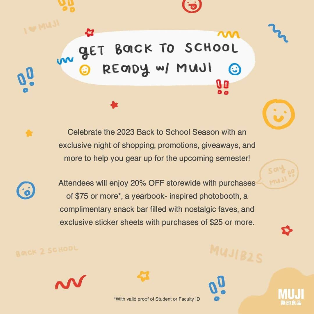 MUJI USAさんのインスタグラム写真 - (MUJI USAInstagram)「Celebrate the start of the Back to School season with us at our Back to School Ready Shopping Events!  Swipe for event details and don't forget to RSVP for the event in your city by tapping our "B2S Events" Highlight ✏️❤️  #MUJI #MUJIUSA #MUJIB2S」7月19日 4時02分 - mujiusa