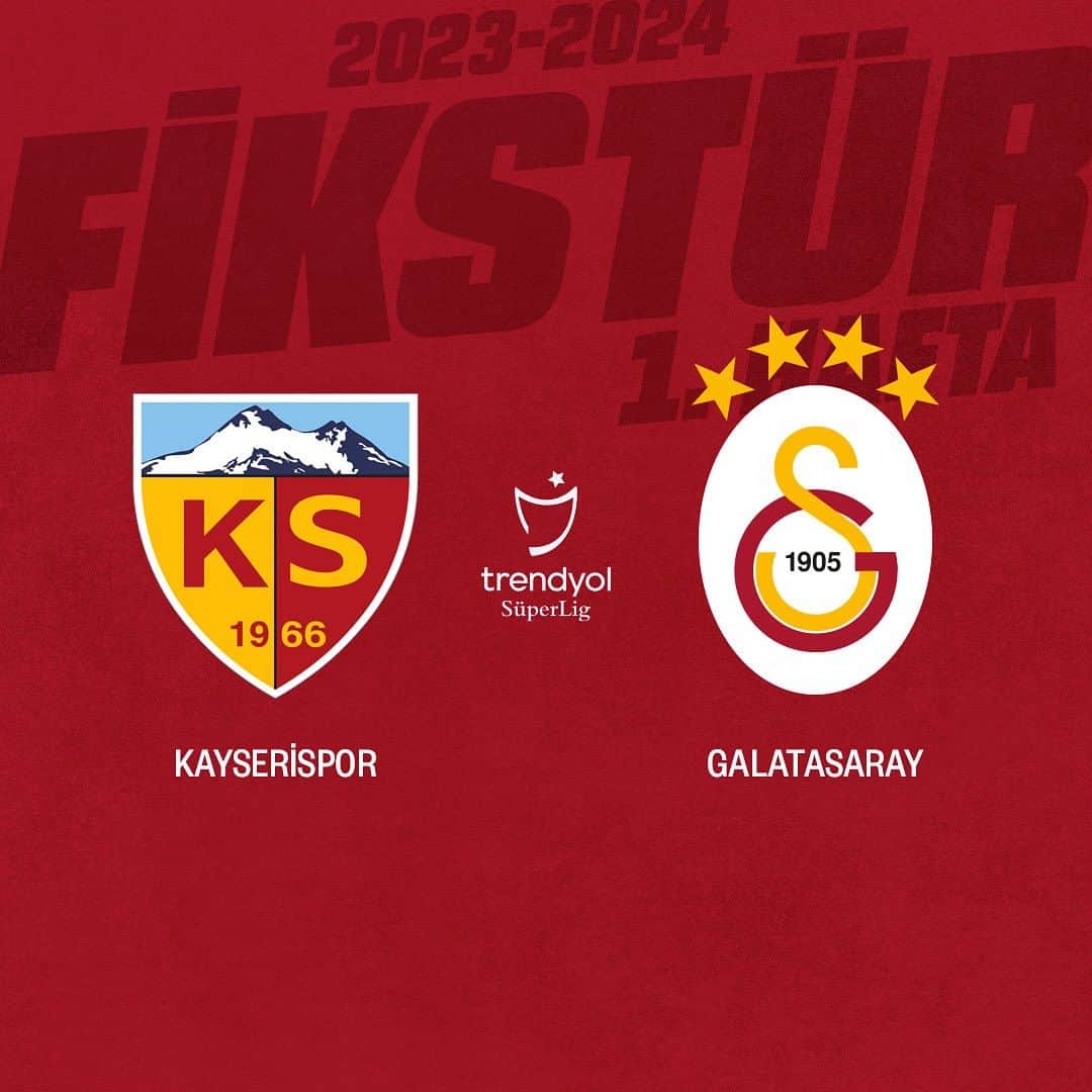 ガラタサライSKさんのインスタグラム写真 - (ガラタサライSKInstagram)「ℹ️ Trendyol Süper Lig’de 2023-2024 sezonunu deplasmanda oynayacağımız Kayserispor karşılaşması ile açacağız.  #Hedef24 🏆」7月19日 4時37分 - galatasaray