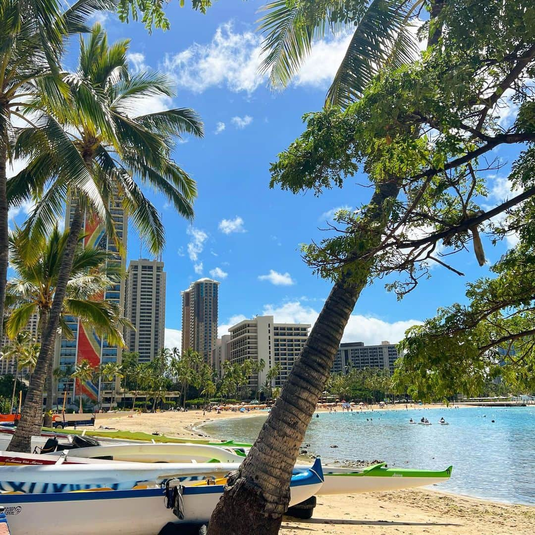 マキ・コニクソンさんのインスタグラム写真 - (マキ・コニクソンInstagram)「Hilton Hawaiian Village からおはよ！  ハワイはハリケーン🌀カルビンが来ると 言われてたけど勢力がどんどん弱くなって 今はトロピカルストームになったらしい。  オアフ島って本当に守られている。 ハリケーン🌀がなかなか直撃しない。 この島は何かあるね。  こうゆー事も当たり前が当たり前 じゃないから感謝しないとだね！  ハワイって、一般的には、 いつも青空で太陽が出てるイメージだけど ご機嫌悪くなる時もたくさんあります。 雨の日がずっと続く時もあります。 本当だよ。だからこの青空に感謝だね！ ストーリーみてね。  トロピカルストームでも油断は出来ないから “油断大敵”を意識して過ごします！ ハワイにいる皆さんも気を付けて下さいね！  太陽に感謝して、 お天気の良いオアフ島を エンジョイします！💪🏼  #エアハワイ🌺  #ハワイのおすそ分け🤙🏼  #日々感謝の気持ちを忘れずに  #油断大敵」7月19日 6時53分 - makikonikson