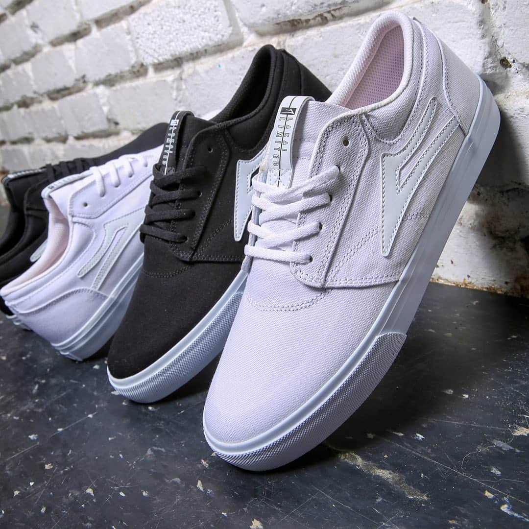 ラカイリミテッドフットウェアのインスタグラム：「All White and Black/White Canvas Griffins In stock now at Lakai.com ✔️ #Lakai」