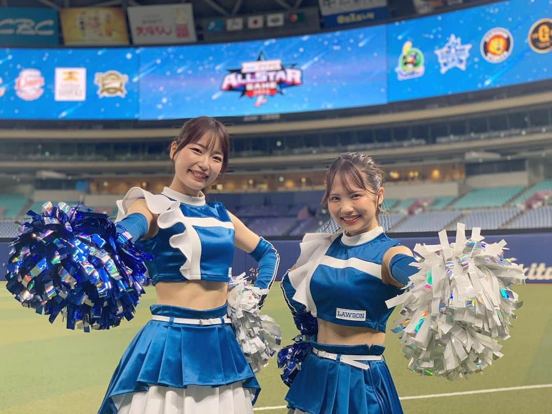 ファイターズガールさんのインスタグラム写真 - (ファイターズガールInstagram)「. マイナビオールスターゲーム2023⚾️⭐️  バンテリンドーム ナゴヤにやってきましたー！  今年は、菜穂子と伶奈で オールスターを盛り上げにきましたよー✨  場外ステージにて フレップと一緒にステージパフォーマンスも♪ 北海道名物メドレーお届けします🐟  試合開始前は、 全パフォーマーによる、圧巻のオープニングパフォーマンスもお見逃しなく💕  #fightersgirl #ファイターズガール #lovefighters #北海道日本ハムファイターズ #新時代 #FANS_ARE_OUR_TREASURE #フレップ #辻菜穂子 #山口伶奈 #マイナビオールスターゲーム2023 #球宴」7月19日 11時20分 - fightersgirl_official