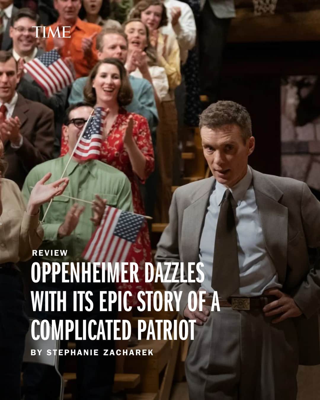 TIME Magazineのインスタグラム：「There may be times in #Oppenheimer when you look at the screen and think, Oh brother! as Nolan razzle-dazzles us with impressionistic inset shots of psychotically whirling stars and billowing plumes of what looks like molten lava, all while the lead character expounds in voiceover on the nature of matter, the universe, and other stuff. But either despite its intense craft or because of it, Oppenheimer works, writes TIME critic Stephanie Zacharek.  Read the full review at link in bio.  Photograph courtesy Universal Pictures」