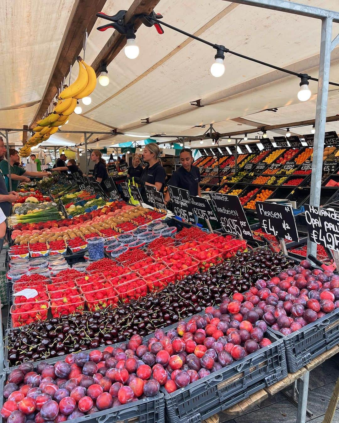 Amata Chittaseneeさんのインスタグラム写真 - (Amata ChittaseneeInstagram)「🍌🍒🍆🫑🍋🍅🥦🌶️🥑🥕 Farmer Market, Rotterdam, the Netherlands #pearypiearoundtheworld  - เก็บบรรยากาศสีสันสดใสของผลไม้และผักต่างๆมาฝากค่า 😍 🍒 ข่วงนี้เป็น ช่วงฤดูร้อนของโซนยุโรป ผลไม้พวก cherry berry เยอะมากๆค่ะ รวมไปถึง peachและ nectarineค่ะ 🍑 แพรเป็นคนชอบเดินตลาดสดมากๆ ได้เห็นความหลากหลาย ผักบางชนิดนี้ไม่รู้จักไปเลย ผลไม้บางอย่าง อ๋อ ที่เมืองไทยก็มี เห็ดนี้หน้าตาน่ารักแหะ มะเขือเทศลูกใหญ่สวยจัง มันสนุกดีนะ 😄」7月19日 19時11分 - pearypie