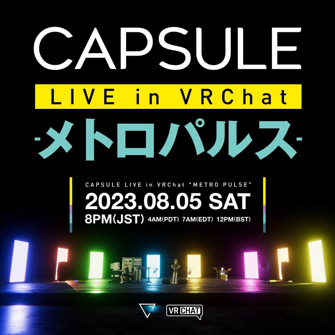 ワーナーミュージック・ジャパンさんのインスタグラム写真 - (ワーナーミュージック・ジャパンInstagram)「#CAPSULE    8/5(土) 20:00  「CAPSULE Live in VRChat “メトロパルス”」開催決定🎊   VRChat内、AL #メトロパルス の世界観を再現したVRワールドでの新感覚ライブ！ ぜひご体験ください🥽🥽   詳細リンクはストーリーズ/ハイライトに✍」7月19日 20時00分 - warnermusic_jp