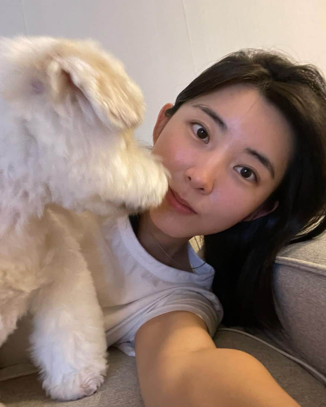 ソヒョン のインスタグラム：「뽀뽀 1초전 💋  뽀뽀 후 뿌듯 🐶」