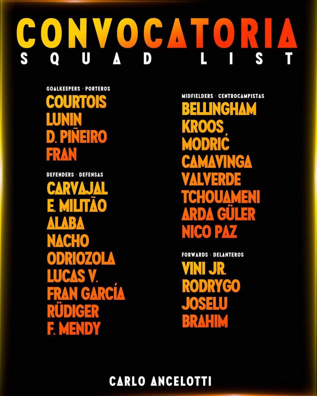 レアル・マドリードさんのインスタグラム写真 - (レアル・マドリードInstagram)「📝 Out first squad list of the 2️⃣3️⃣/2️⃣4️⃣ season! ✅ ¡Nuestra primera convocatoria de la 23/24! #RealMadridOnTour」7月19日 21時23分 - realmadrid