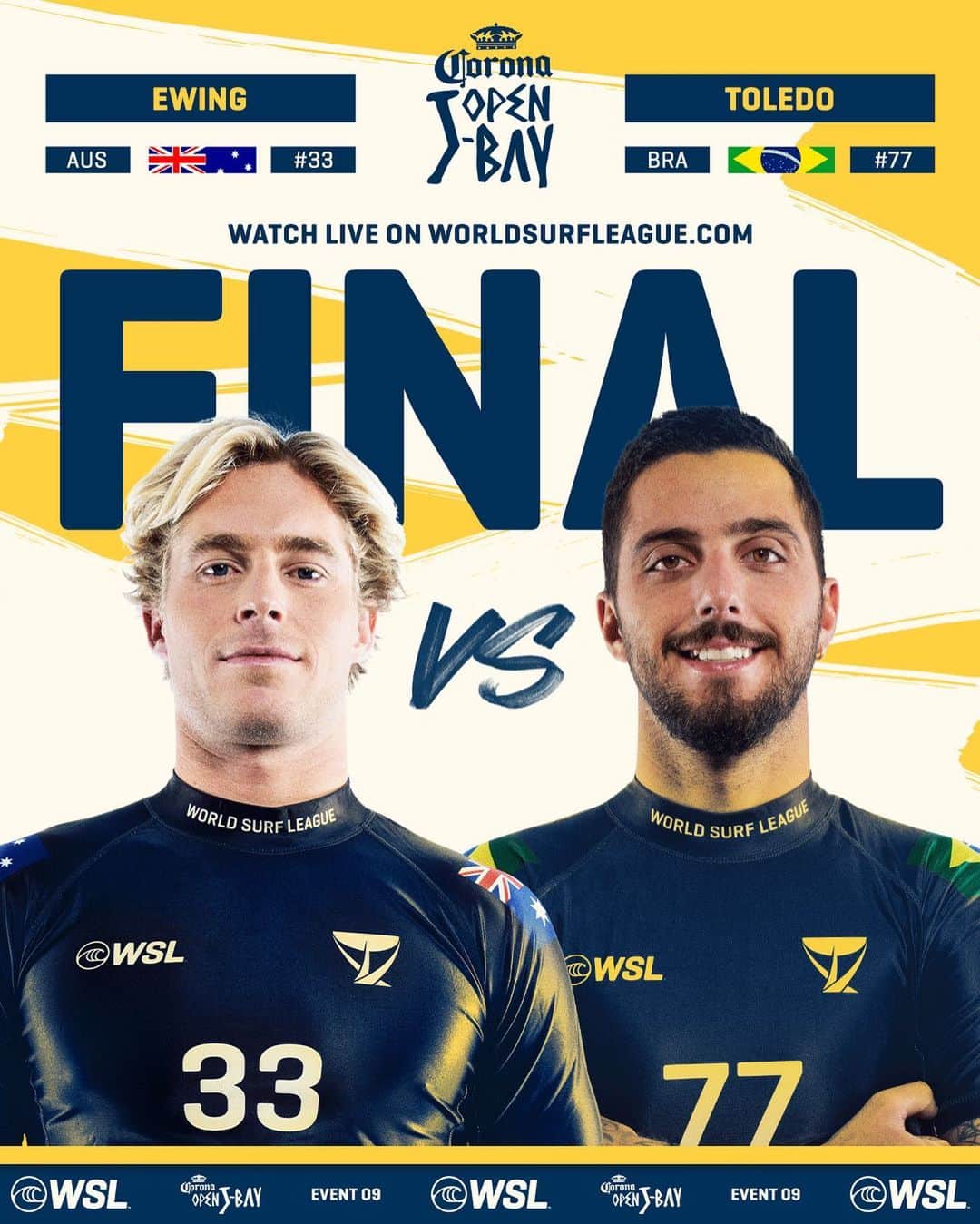 世界プロサーフィン連盟（WSL）のインスタグラム：「The #CoronaOpenJBay Men’s Final is ON! Watch LIVE on worldsurfleague.com. @corona @kougamunicipality」