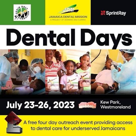 ウサイン・ボルトのインスタグラム：「It’s that time of the year again.  Come July 23-26 @sprintray & Bolt Labs have partnered with Jamaica Dental Mission’s (JDM) outreach program to bring digital dentistry solutions  in Western Jamaica.」