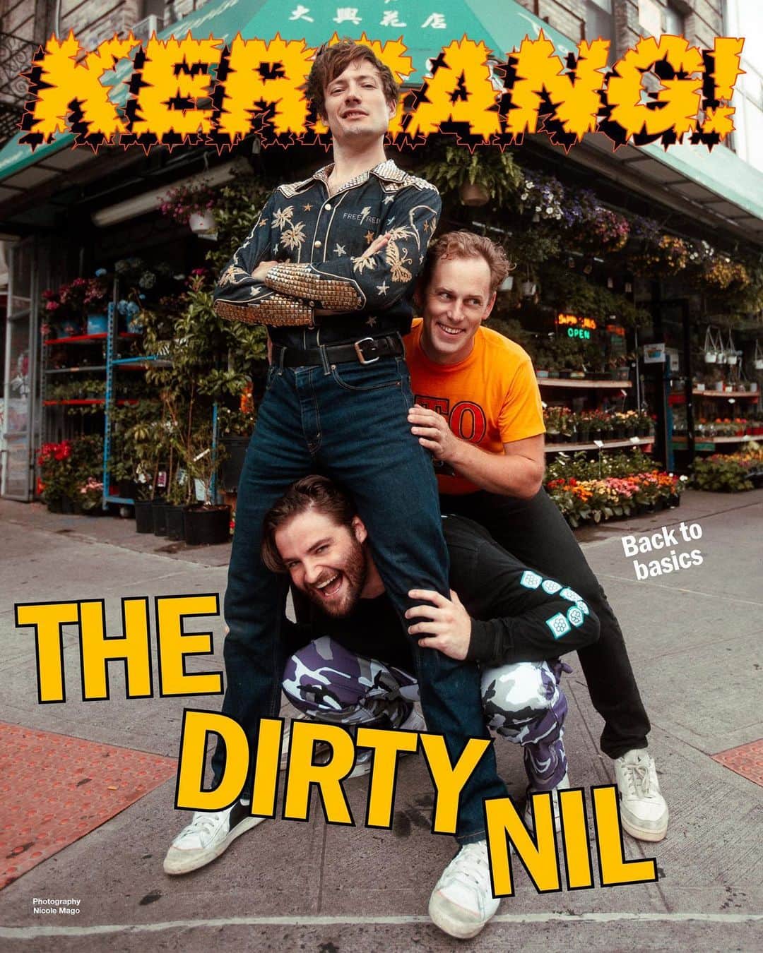 Kerrang!のインスタグラム：「Kerrang! Cover Story 🤘🧡   The Dirty Nil are through playing games. After a period of mismanagement and being forced to jump through industry hoops with no actual benefit, they’ve rediscovered what really matters: rock’n’roll. With a newfound lust for loudness, the Canadian punks are back doing things on their own terms and will fight any deity who gets in their way…  Read the interview now at the link in bio 🔗  ✍️: @mischapearlman  📸: @nicolemago  🎨: @aledsavedlatin  #kerrangcoverstory」