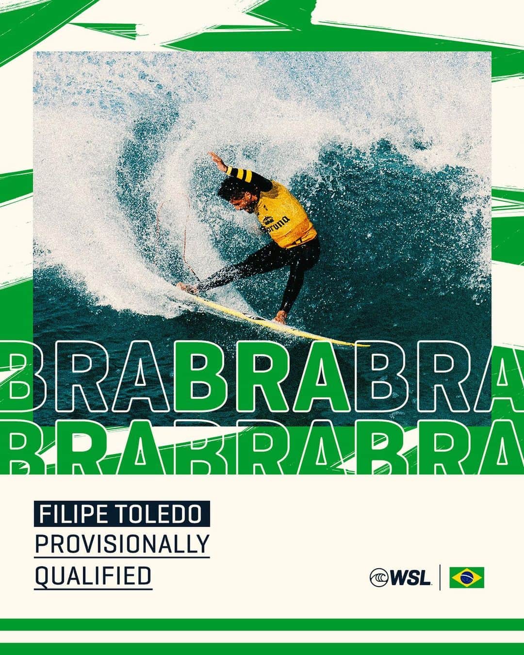 世界プロサーフィン連盟（WSL）のインスタグラム：「Congratulations @filipetoledo! You have provisionally qualified for the Olympic Games Paris 2024. We can’t wait to watch you compete for Brazil next year at Teahupo’o. #QualificationSeason2023」