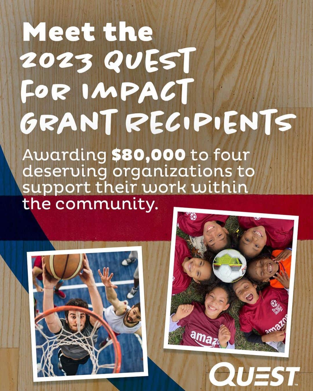 questnutritionのインスタグラム：「Meet the 2023 Quest™ For Impact $20K grant recipients – Campbell Lillard (@campbell.lillard) of @deucecommunityinc / @deuce_gym, Stacy McAlister (@s_mcalister31) of @5elevenhoops, Damen Fletcher (@kingsideknight) of @trainofthought.us, & Chelsea Wood (@chelsea_wood22) of @soccerstreets! 🙌💯💙  These four amazing individuals are #OnaQuest to make an impact in their communities & we’ll be sharing their journey over the next several months! Please follow along & watch what they do next. 💪 #QuestForImpact」