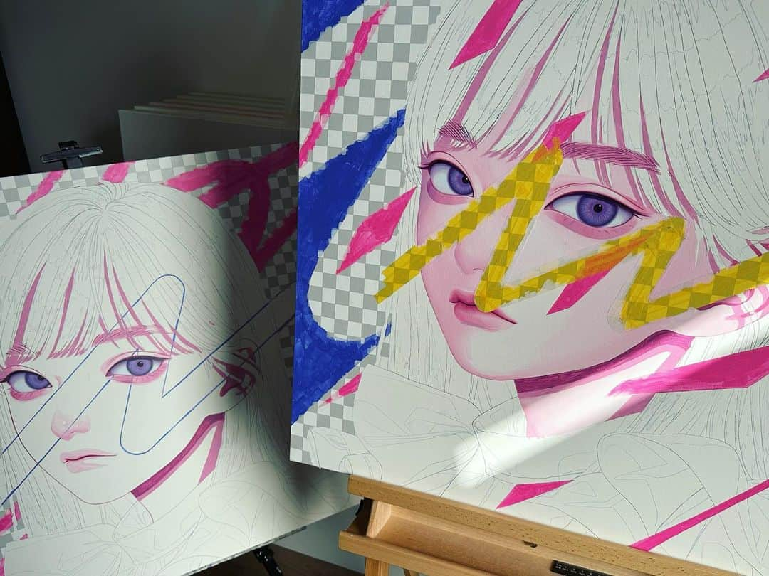 紺野真弓さんのインスタグラム写真 - (紺野真弓Instagram)「wip #acrylicpainting #acryliconcanvas #art #illustration」7月20日 1時12分 - konnomym