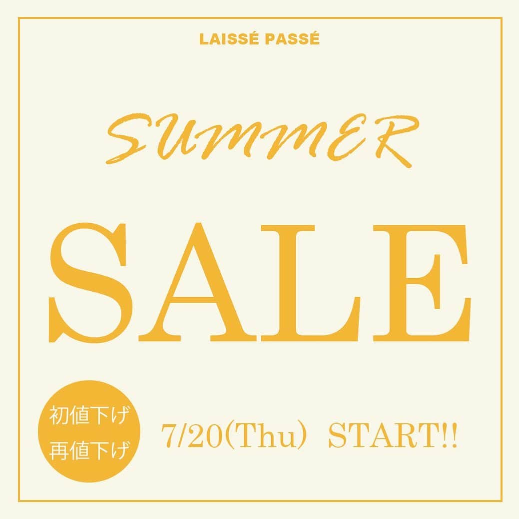 LAISSE PASSEさんのインスタグラム写真 - (LAISSE PASSEInstagram)「【Summer SALE 初値下げ、再値下げSTART!!】  7/20(木)よりSALE除外アイテムの初値下げ、SALE再値下げがSTART!!  また下記日程にてSALEアイテムのおまとめ買いが更にお得です✨  ✦7/20(木) ～23(日) SALE 1Buy More 10%OFF 、2Buy More 15%OFF✨  SALEアイテム1点以上で更に10％OFF、2点以上で15％OFF!!👏  ぜひご利用ください😊  公式オンラインストアのSALE会場はこちら🔽 https://www.laissepasse.jp/sp/sale_2023ss/?apias_s_id=33647  #laissepasse #レッセパッセ #laissepasseonlinestore #レッセパッセオンラインストア #sale #セール #サマーセール #summersale #初値下げ #再値下げ」7月20日 12時14分 - laisse_passe