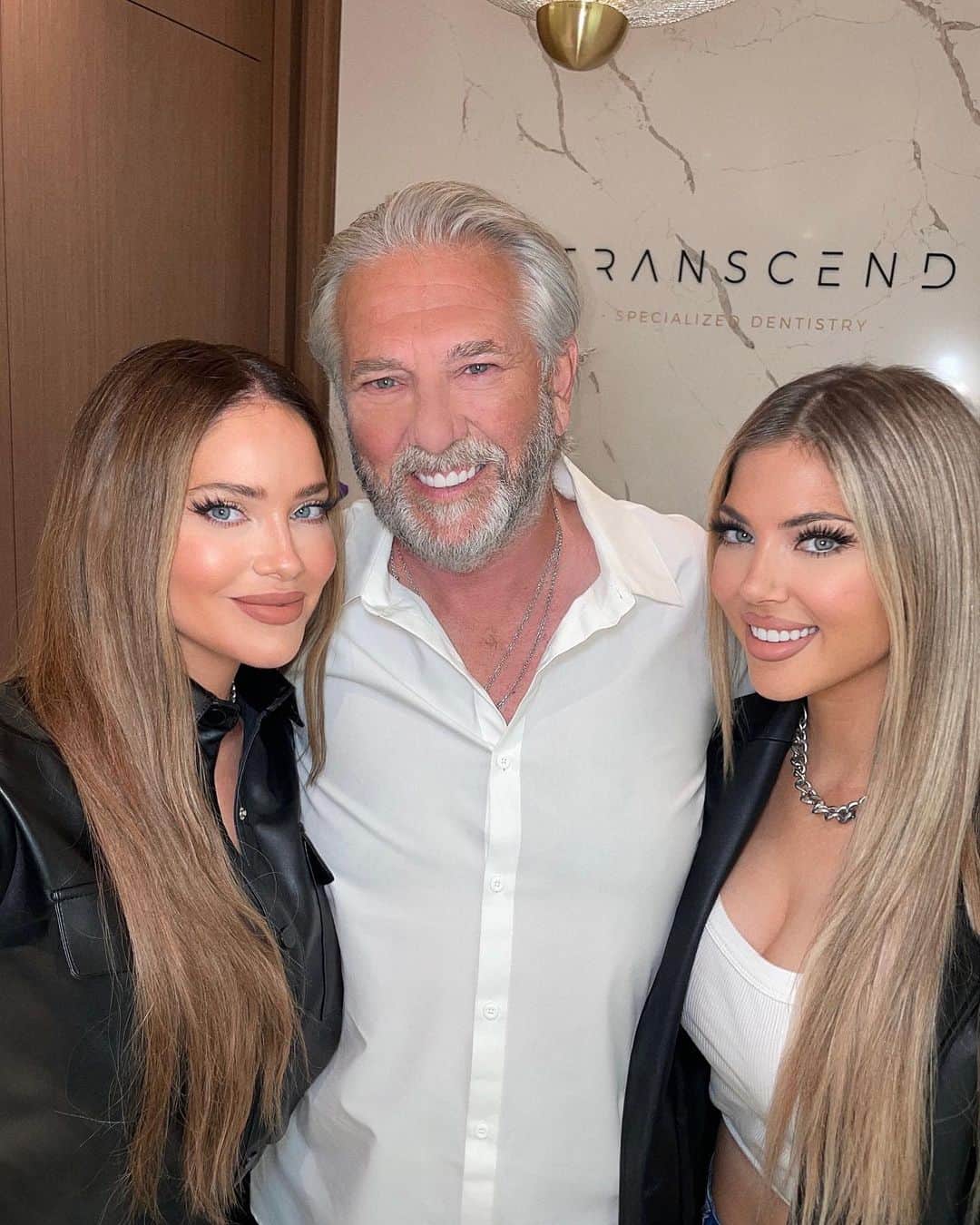 Olivia Piersonのインスタグラム：「So happy to share my Dads new smile with you guys! @drfarajedher is truly the best out there, we are beyond thrilled at the results! 🦷 The team at @transcend.dentistry couldn’t be more helpful, kind, knowledgeable & accommodating to us during this smile makeover! Thank you so much @drfarajedher for helping us give our Dad the Gift of a Smile! 🤍 #giftofasmile」