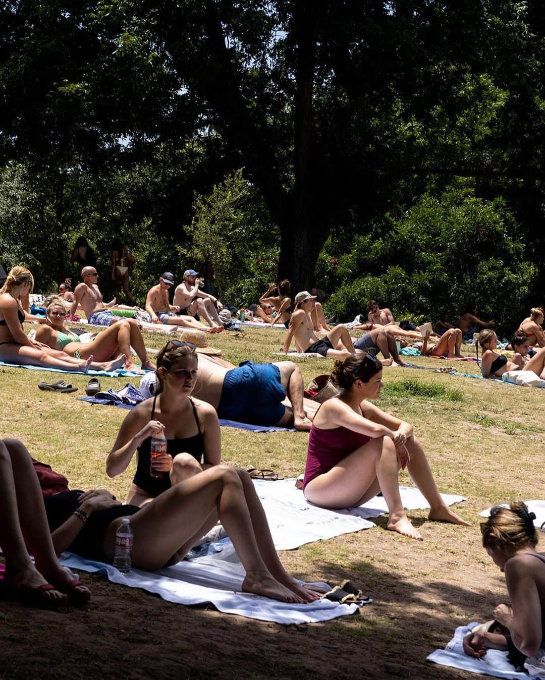 ニューヨーク・タイムズさんのインスタグラム写真 - (ニューヨーク・タイムズInstagram)「Barton Springs Pool, whose cool, natural waters have created summer memories for generations in Austin, Texas, has become an important refuge during the current heat wave.  When Austinites talk about Barton Springs, they do so in almost spiritual terms. “It’s very much a sacred place,” said Kim McKnight, manager of historic preservation and tourism for the city’s Parks and Recreation Department. “I recognize not everybody goes there, but for those who do they can’t imagine life without it.”  A part of the Austin landscape since the early 20th century, the pool is so beloved that residents resorted to near rebellion to save it from developers in the 1990s. Marriages and funerals are regularly held on its grassy banks.  In Austin, where temperatures as high as 107 were forecast to persist through much of the week, the cars kept pulling into the parking lot at the springs, where the water temperature — winter or summer — averages a comfortable 68 to 71 degrees.  Read more about this Austin oasis at the link in our bio. Photos by @ilanapl」7月20日 9時00分 - nytimes