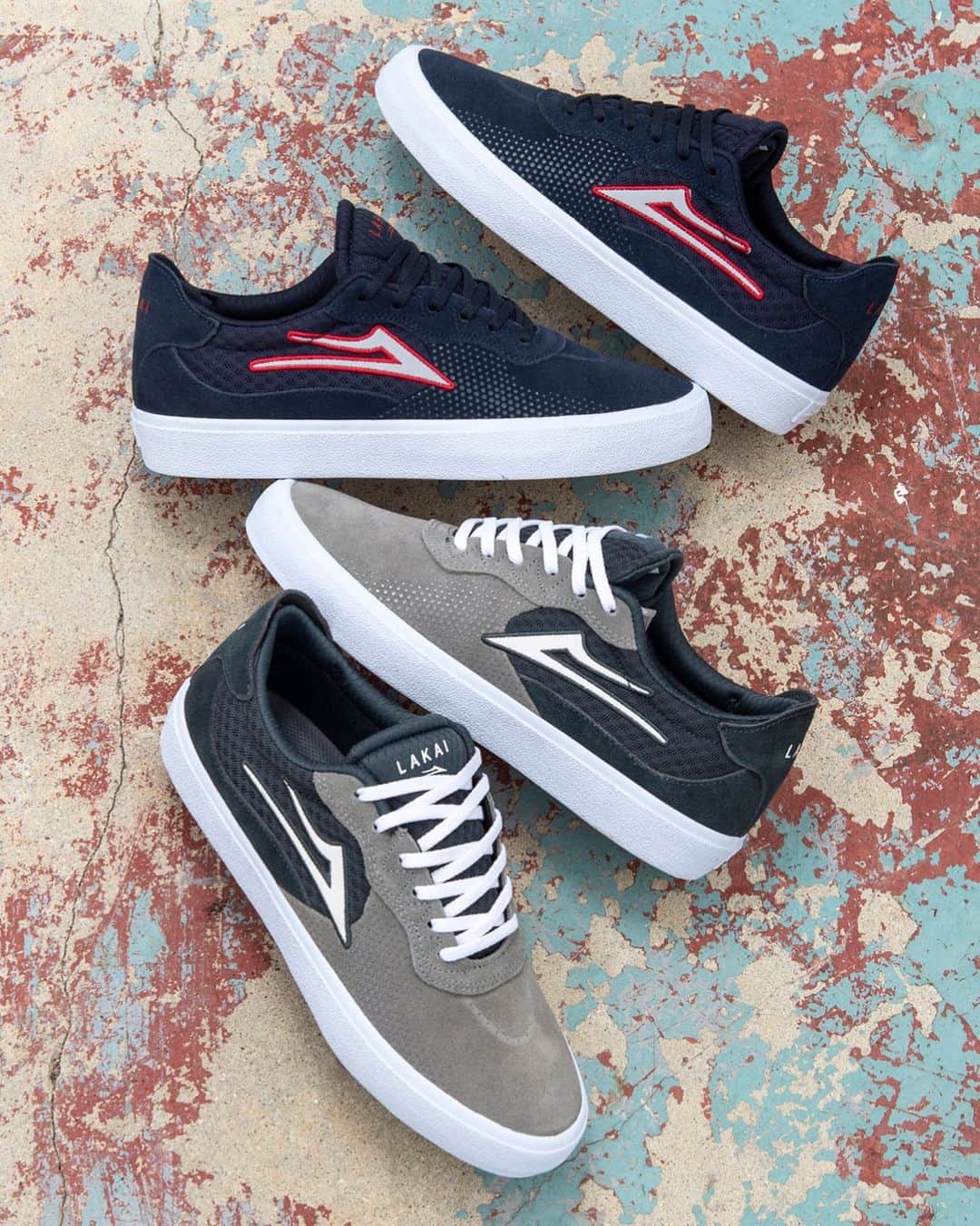 ラカイリミテッドフットウェアのインスタグラム：「Essex in Navy and Light Grey/Charcoal Suede Available now at skate shops and Lakai.com #Lakai」