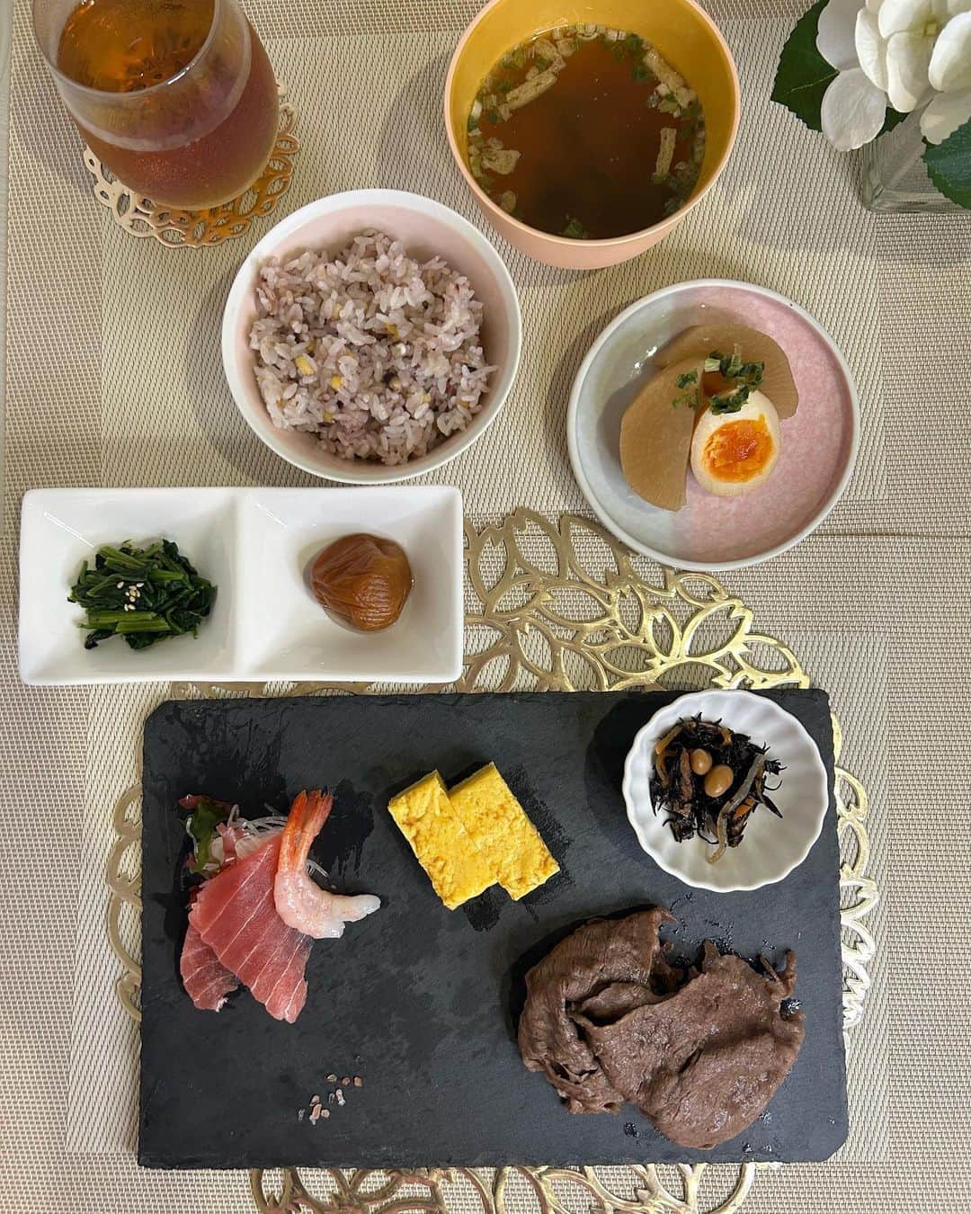 太田理恵のインスタグラム：「たまには和食っぽいのも💓」