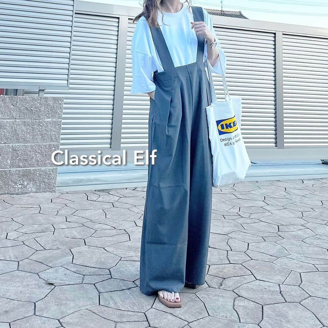 y_mmm_kのインスタグラム：「2023.07.20  .  .  ▷▷▷ #カジュアルコーデ #シンプルコーデ  @classicalelf_official 【ms+ ideal】 大人ワイド。ハイウエストサロペット  このサロペット とっっても優秀ᵎᵎᵎ 生地もシワになりにくいし ハイウエストで脚長効果あるし 長さも十分⠒̫⃝ サロペット探してる方に 全力でおすすめしたい︎でっす❥  身長168cm  Lサイズ着ています♡  .  tops/ gu salopette/ @classicalelf_official sandal/ uniqlo  .  .  #classicalelf#クラシカルエルフ#エルフコーデ￼ #zozo#zozotown#zozo購入品#zozotown購入品# #着回し#アラサーコーデ#アラフォーコーデ#夏コーデ #高身長コーデ#プチプラコーデ#168cm#partegram#locari#ママコーデ#ママファッション#大人カジュアル#ootd#outfit」