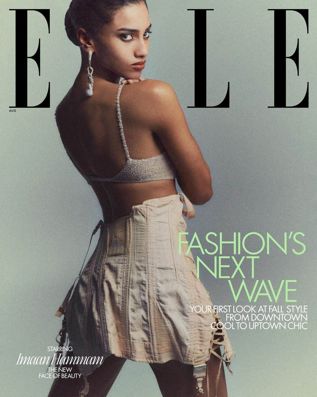 イマン・ハマンのインスタグラム：「Elle August ’23 Issue 🩷 It is such an honor to be gracing the cover of @elleusa’s August ’23 issue. Thank you to my family at @esteelauder and the amazing team that made this dream a reality.  Editor-in-Chief: Nina Garcia @ninagarcia  Creative director: Stephen Gan   Photographer: Chris Colls @chriscolls  Stylist: Alex White @alexwhiteedits Writer: Leah Faye Cooper @leahfayec  Hair: Hos Hounkpatin at The Wall Group @hoshounkpatin @thewallgroup  Makeup: Frank B for Home Agency @therealofficialfrankb @homeagency  Manicure: Maki Sakamoto at The Wall Group @makinaill @thewallgroup  Set design: Marla Weinhoff Studio @marlaweinhoff」