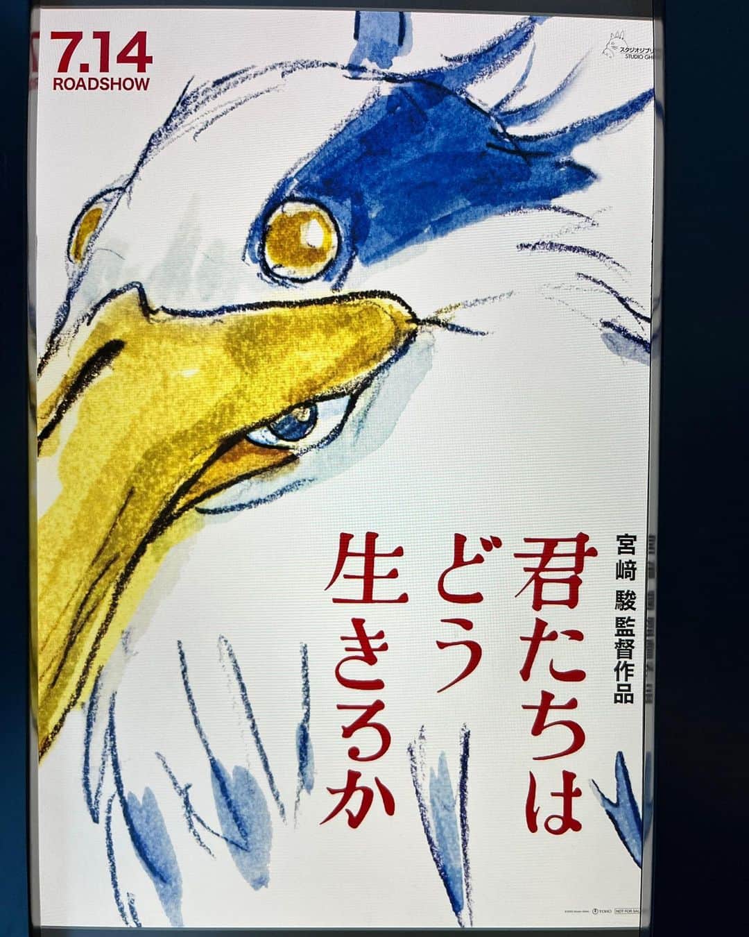 川田裕美のインスタグラム：「宮﨑駿監督が7年かけて創り上げたという作品を観てきました。 何の情報も無い状態で（キャスト情報も）先入観なく観られて良かったです。  早く観た人と話したい！！  #君たちはどう生きるか  #宮﨑駿監督」