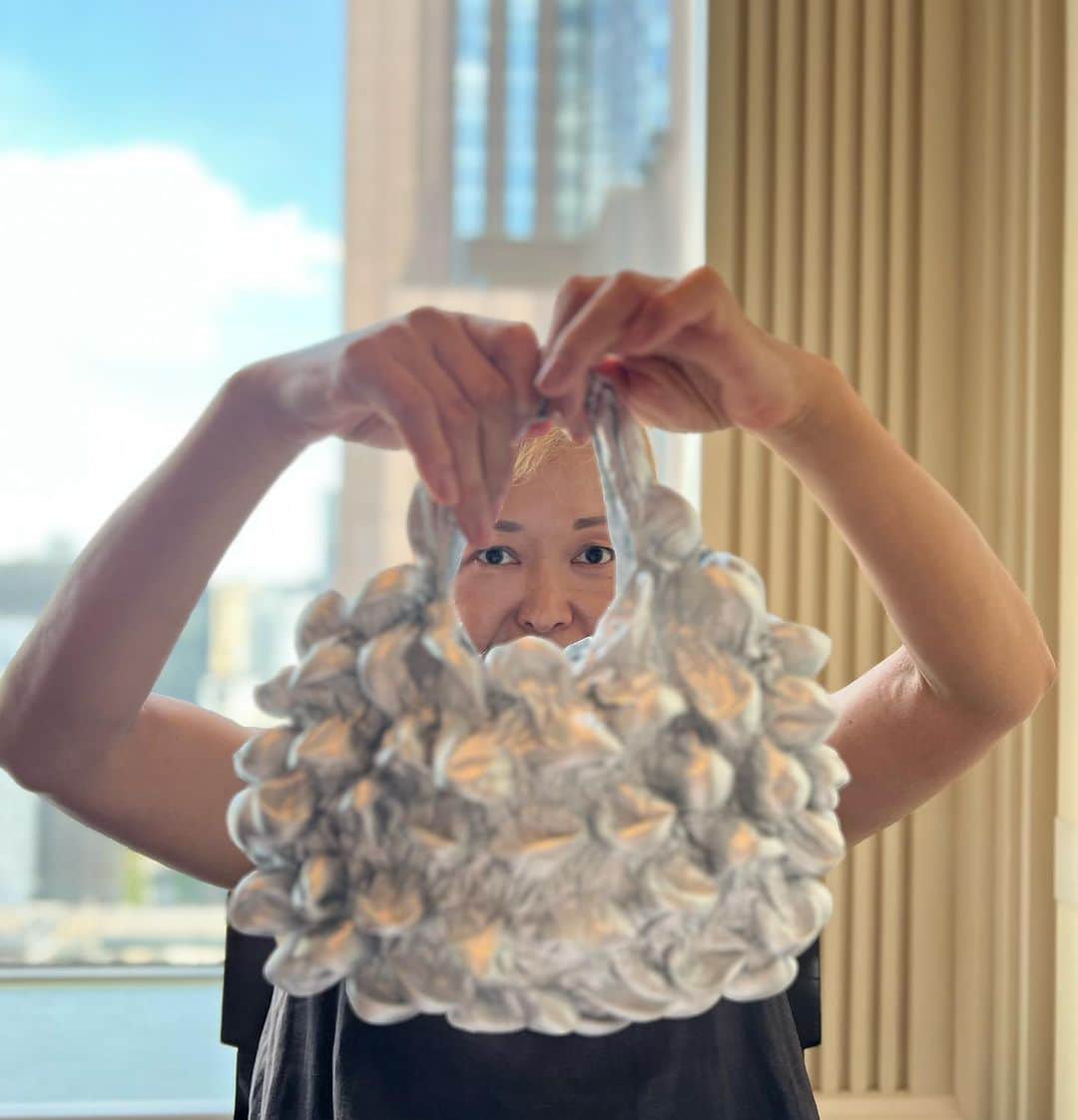 マル子さんのインスタグラム写真 - (マル子Instagram)「#銀婚式  #銀色のバッグをもらったよ #帽子じゃないよ  #マル子  #腹パン  #これからもよろしくね」7月20日 16時16分 - tomikago