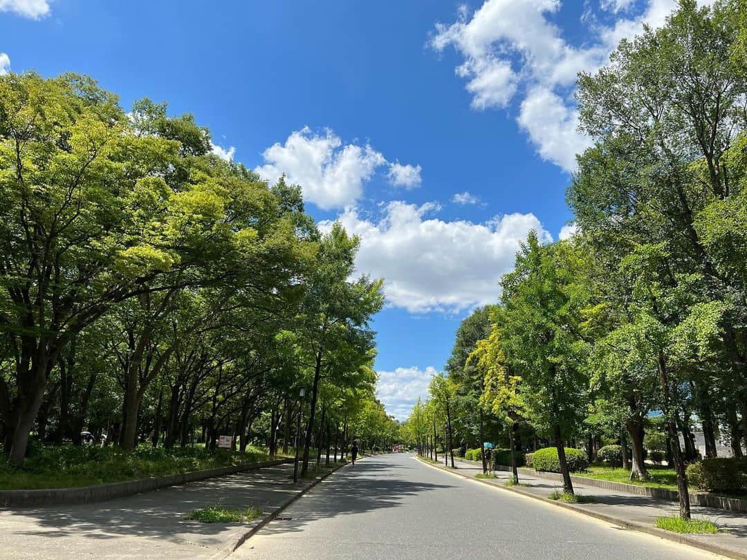 海原やすよのインスタグラム：「今日梅雨明け☀️  嘘みたいな空🫢」