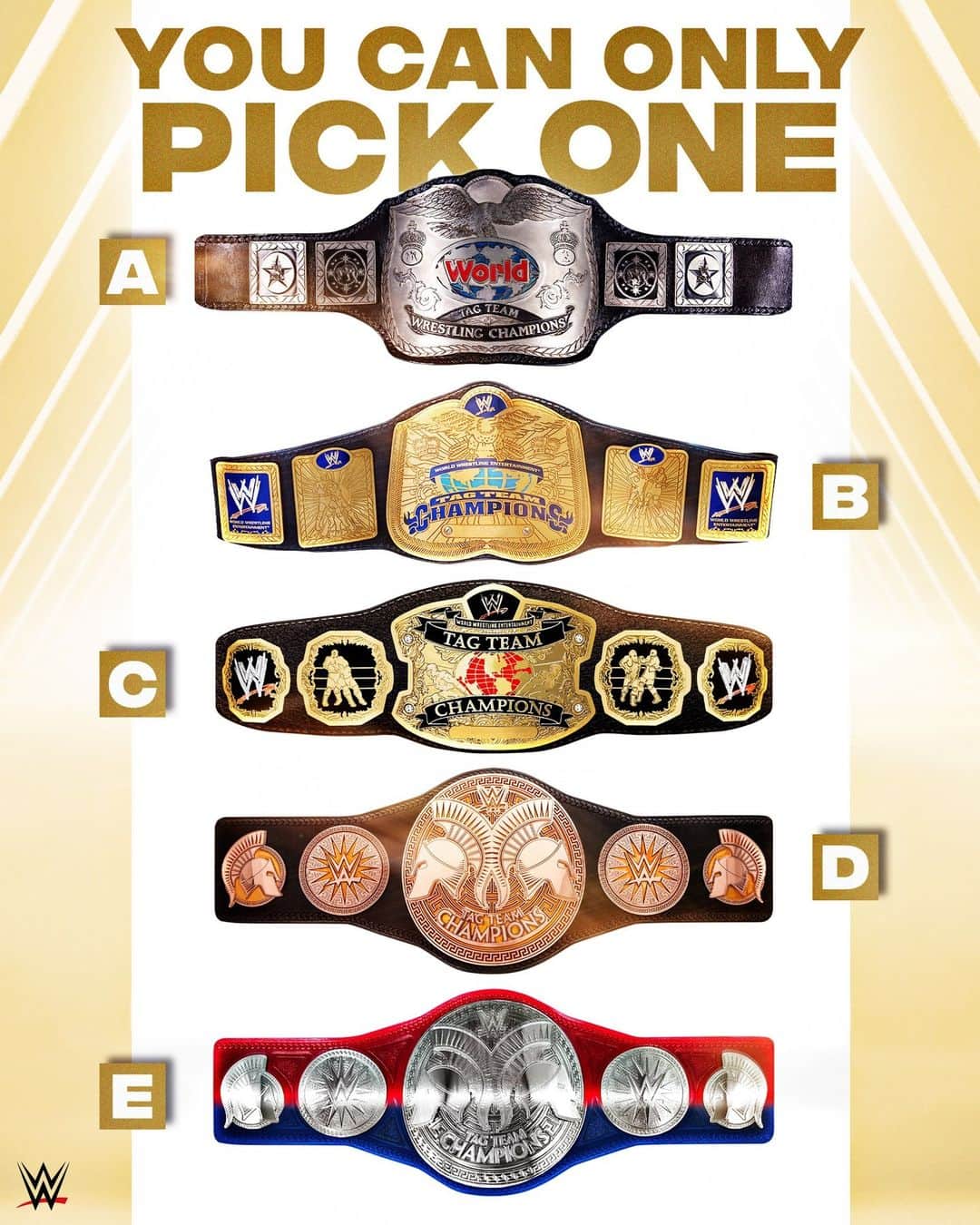 WWEさんのインスタグラム写真 - (WWEInstagram)「The best Tag Team Title design of all time is ______」7月20日 23時00分 - wwe
