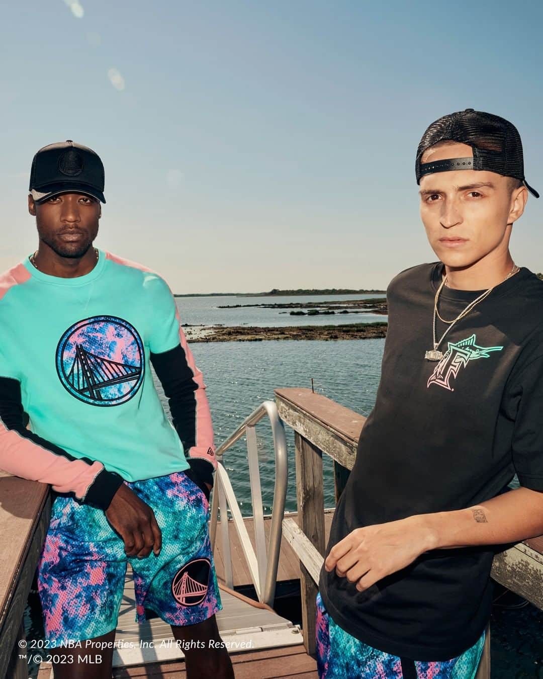 ニューエラ・キャップのインスタグラム：「From sunrise to sunset, we’ve got you covered. The Seaside Collection features t-shirts, shorts, and hoodies in select MLB and NBA teams so you can stay out from morning to night.」