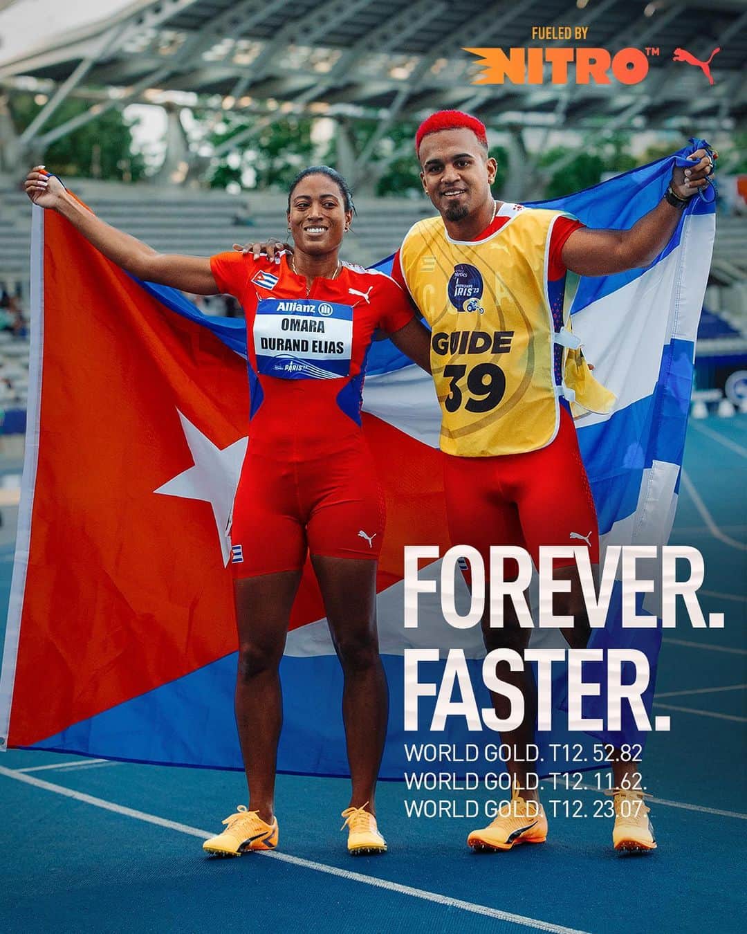 プーマのインスタグラム：「What's a better #TBT than a Para Champs roundup? ⚡  @durandomara cleans up in the 100m (T12), 200m (T12) , & 400m (T12). 🥇🥇🥇🇨🇺  @ouhdadiyassine makes his PUMA debut in a big way with gold in the 5k (T13) and silver in the 1500m (T13). 🥇🥈🇪🇸  @salumkashafali strikes gold in the 100m (T13) lightning quick fashion. 🥇🇳🇴  @marlenevangansewinkel soars to silver in the Long Jump (T64). 🥈🇳🇱  @felix.streng strides to bronze in the 100m (T64). 🥉 🇩🇪  @timotheeadoplhe takes bronze in 100m (T11) & 400m (T11) for the host nation. 🥉🥉🇫🇷  #ForeverFaster」