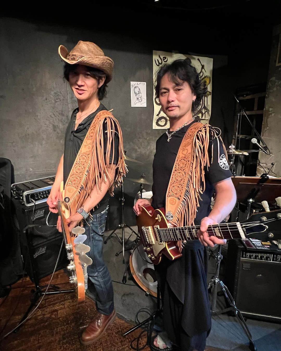 原田喧太のインスタグラム：「今日は六本木アルフィーでライブ！ そして、MAYA Leather祭り！ #柴田敏孝 #原田喧太 #徳永暁人 #浜崎大地 #六本木」