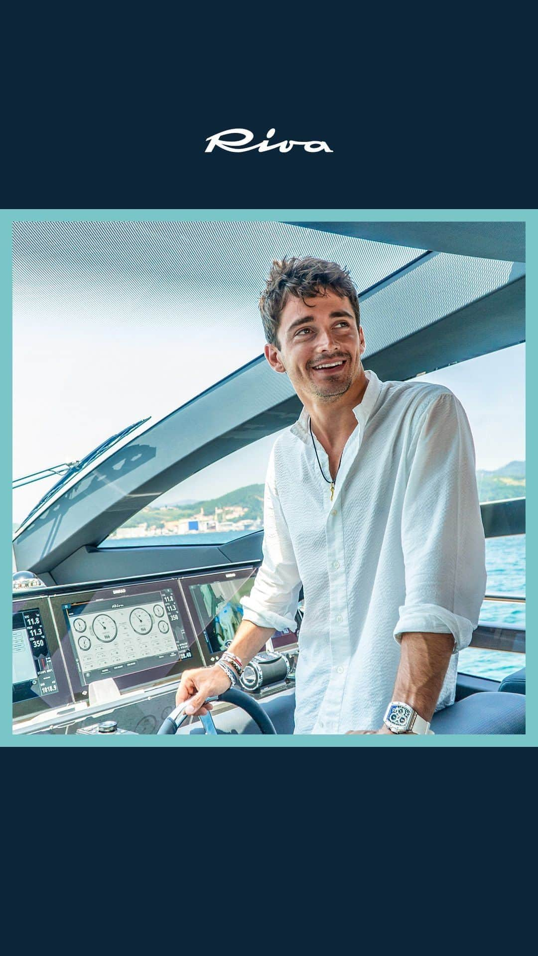 シャルル・ルクレールのインスタグラム：「A meeting of speedsters: @charles_leclerc takes the helm of the Riva 76’ Perseo Super.  #FerrettiGroup #KeepBuildingDreams #ProudToBeItalian 🇮🇹 #MadeInItaly #Riva #RivaYacht #RivaNothingElse #RivaPerseo #Riva76PerseoSuper #Riva76Perseo #OfficinaItalianaDesign #CharlesLeclerc #Leclerc #CL16」