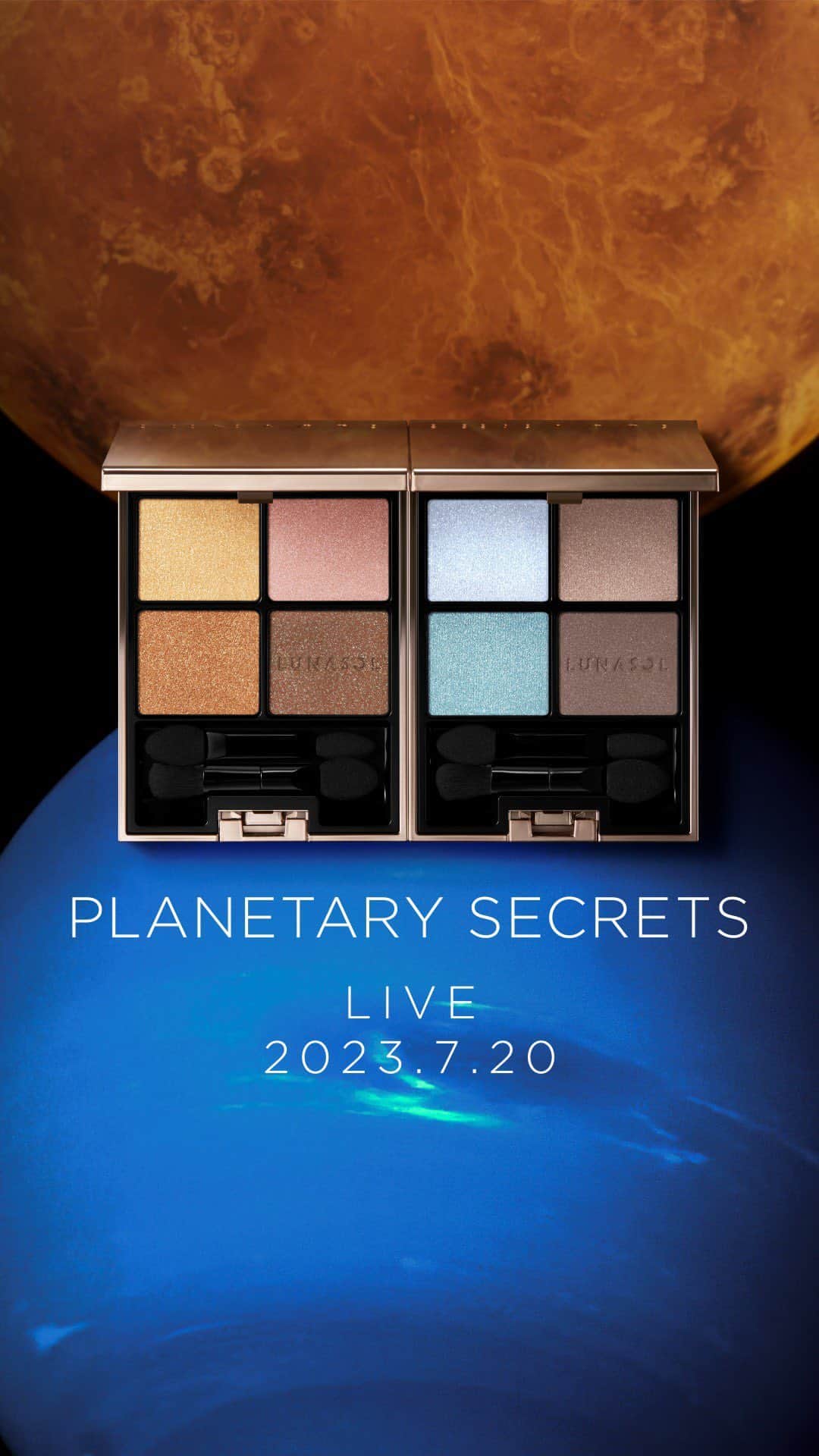 ＬＵＮＡＳＯＬのインスタグラム：「LUNASOL Instagram LIVE  𝐂𝐨𝐬𝐦𝐢𝐜 𝐖𝐨𝐧𝐝𝐞𝐫 No.1 "PLANETARY SECRETS"惑星の秘密  2つのルックで使用している商品をインスタライブにてご紹介いたしました。 ぜひチェックしてみてください！  ✴︎TEARS OF VENUS アイカラーレーション 20 Venus Glow イルミネイティングアイペンシル EX02 Pink Fluorite カラーリングシアーチークス（グロウ）EX06 Shimmer Flow デューイマットリクイド EX08 Ash Rose ネイルポリッシュ EX37 Antique Gold ⁡ ✴︎ NEPTUNE BLUE アイカラーレーション EX32 Misty Tide グラムウィンク EX09 Crystal Rain カラーリングシアーチークス（グロウ）EX07 Quiet Coral プランプメロウリップス EX20 Modern Tone ネイルポリッシュ EX38 Burnt Glitz  #2023#new#makeup#eyeshadow#lip#cheek#nail#BEAUTY#LUNASOL#ルナソル」