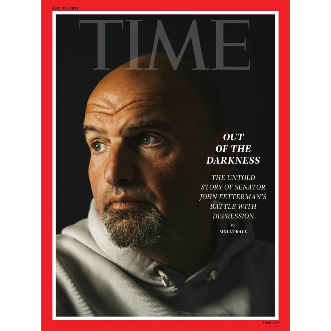 TIME Magazineのインスタグラム：「October 25, 2022 is lodged in Senator John Fetterman's mind. It was the day of his first debate after his stroke—which he believes will be remembered as a historic debacle.   His voice cracked; he stammered; he struggled to say his own name. When he managed to string words together, they were often the wrong ones.  But he still won, by five points. And then the depression came.   Read more about Fetterman's road to recovery and the response at the link in bio.  Photograph by Greg Kahn (@gregkahn) for TIME」