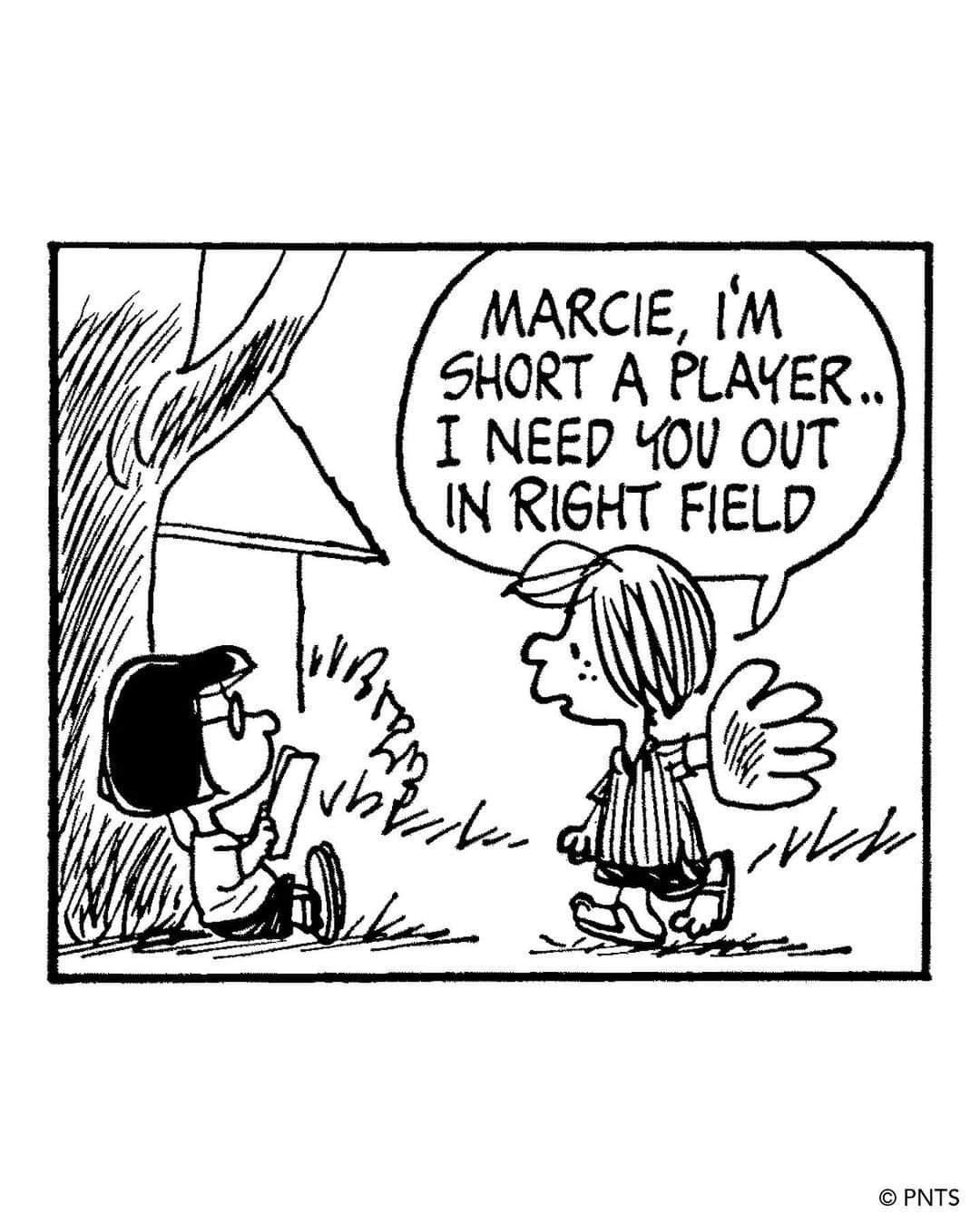 スヌーピーさんのインスタグラム写真 - (スヌーピーInstagram)「👓 It’s #MarcieDay! On this day in 1971, Marcie made her Peanuts debut while attending the same summer camp as Peppermint Patty, and the unlikely pair soon become best friends!⁠ ⁠ Marcie enjoys school, nature hikes, and the occasional Tiny Tots concert. Though she can’t tell the difference between a basketball and a cantaloupe, she happily cheers on her friends at the football game.⁠ ⁠ She is known for her particular names for her friends; she calls Charlie Brown “Charles” and her best friend, Peppermint Patty, “Sir.”⁠ ⁠ "I believe she called her 'sir' out of misguided respect," Charles Schulz said. "I like the relationship of the two girls have. There is a real friendship there. They are different people, but they are both sincere little girls. Peppermint Patty goes through life with blinders on. Marcie seems to have a better idea of what is going on around her...I enjoy drawing them. Peppermint Patty and Marcie are as much fun to draw as Snoopy is."⁠ ⁠ This Peanuts comic strip was first published on July 26, 1973.⁠」7月21日 7時53分 - snoopygrams