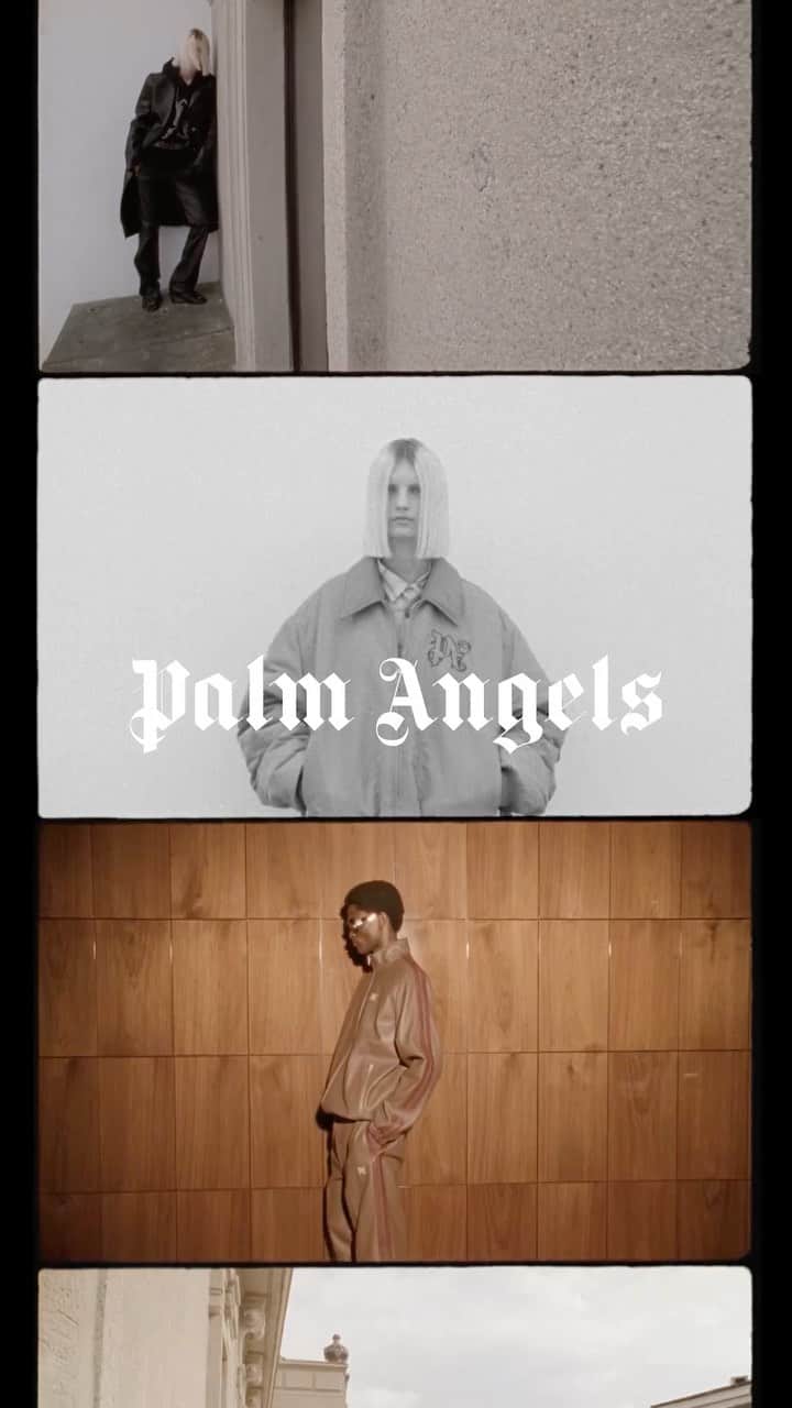 パーム・エンジェルスのインスタグラム：「THE MONOGRAM  A new fondness for optical illusion, curvilinear designs as endless replication of a symbol, touching different garments and producing intriguing pattern effects.  #PAMonogram #Fall23」