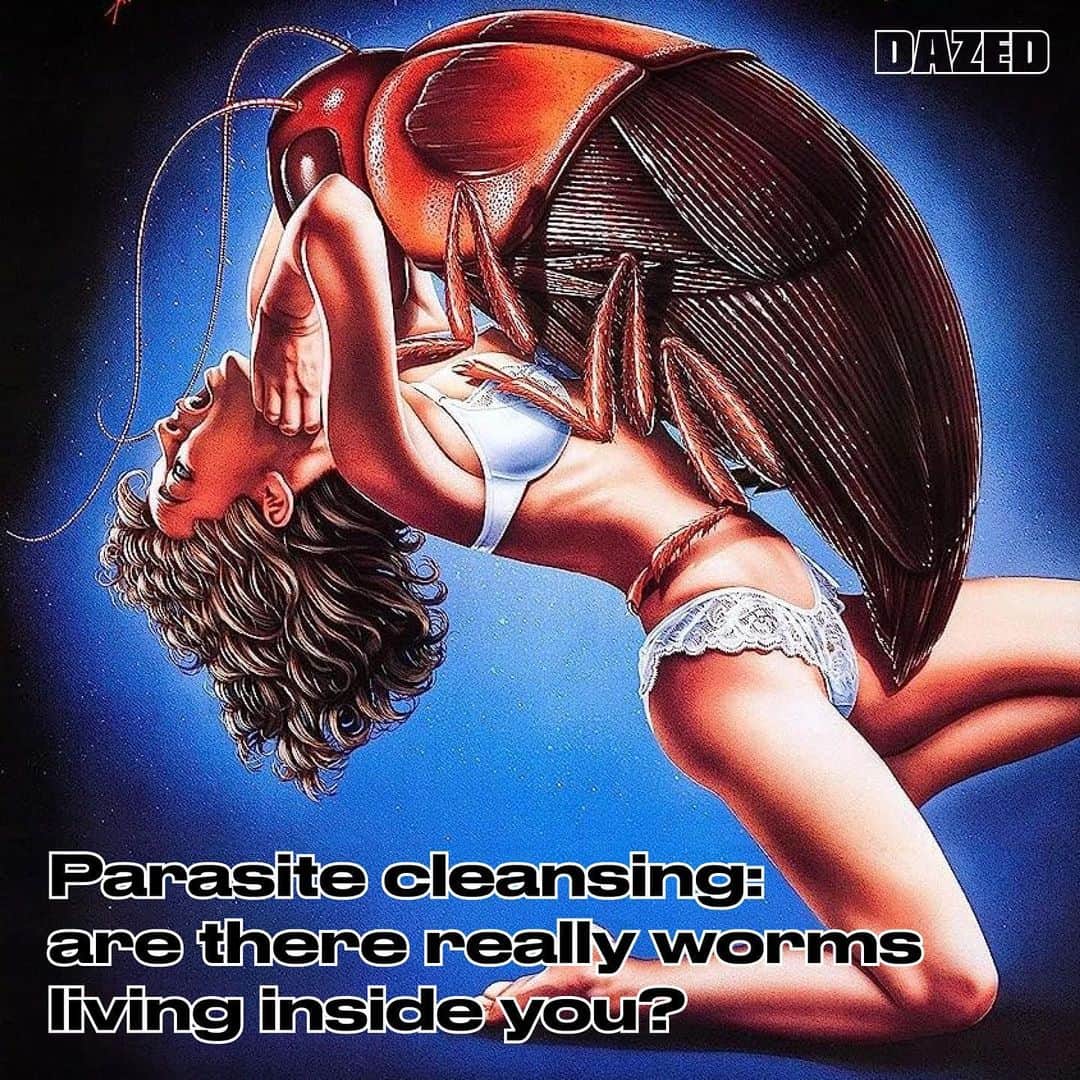 Dazed Magazineのインスタグラム：「Are there parasites inside of you – controlling your sleep, your hunger, your emotions and even your thoughts?… 🪱⁠ ⁠ Parasite cleanses are all over social media. From people undertaking DIY “detoxes” – sometimes using a mixture of herbs, sometimes a popular supplement, Paraguard - one user shared “I have no words… I’m too grossed out to say… A massive worm,” referring to the “parasite” that she passed minutes after dosing on Paraguard.⁠ ⁠ Parasite cleansing is a more extreme version of the recent cultural obsession with gut healing, where everything from olive oil to bone broth is hailed as a miracle fix to improve digestion.⁠ ⁠ At the core of this phenomenon seems to be a craving for self-optimisation and intimacy, as well as a feminine shyness around bodily function and a prioritising of cleanliness. Cleanliness is judged by sensory indicators like smell but it’s also long been wrapped up in moralism (“cleanliness is next to godliness”), and ideas about purity are persuading people to pursue methods extending to inner cleanliness – from vaginal hygiene to intestinal cleanses that become potentially dangerous.⁠ ⁠ Many arguments for parasite cleansing hinge on the belief that modern medicine wants to keep us sick and that they are a part of indigenous practices that have been lost in the west. ⁠ ⁠ “Some of these practices do have some science and evidence to them; but without the rigorous clinical trials and testing they should not be routinely offered or recommended,” Dr Dash Pankhania says. While parasites are present in varying degrees worldwide, she explains, they are only really endemic to tropical latitudes. There is also no solid medicinal research to back up the use of DIY methods like parasite cleanses.⁠ ⁠ Tap the link in bio to read more 🔗⁠ ⁠ ✍️ @beebeardsworth⁠  📸 The Nest, 1987 ⁠ #Dazed #DazedBeauty⁠」