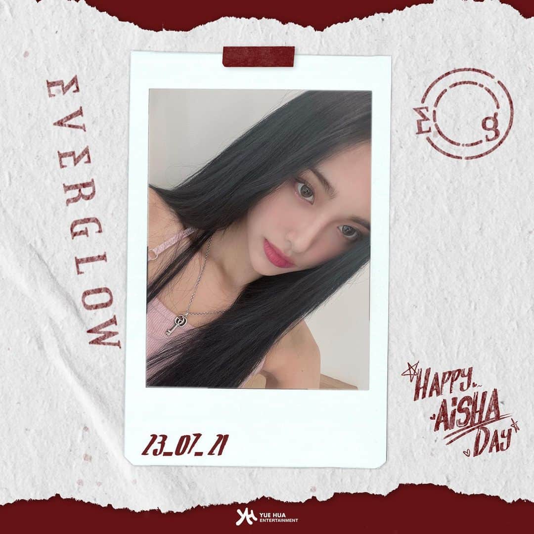EVERGLOWのインスタグラム：「[🎉EVERGLOW DAY]  2023.07.21 AISHA DAY  HAPPY BIRTHDAY TO AISHA 아샤의 생일을 축하합니다💕  #EVERGLOW #에버글로우 #AISHA #아샤 #HAPPY_AISHA_DAY」