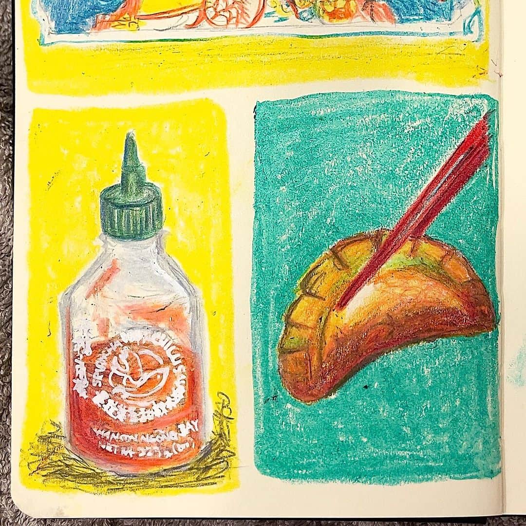 池田有希子さんのインスタグラム写真 - (池田有希子Instagram)「餃子美味しかったな🥟!!  #illustration #foodillustration #sketchbook #sketchbookdrawing #srirachasauce #dumplings」7月21日 0時49分 - yukikoikeda