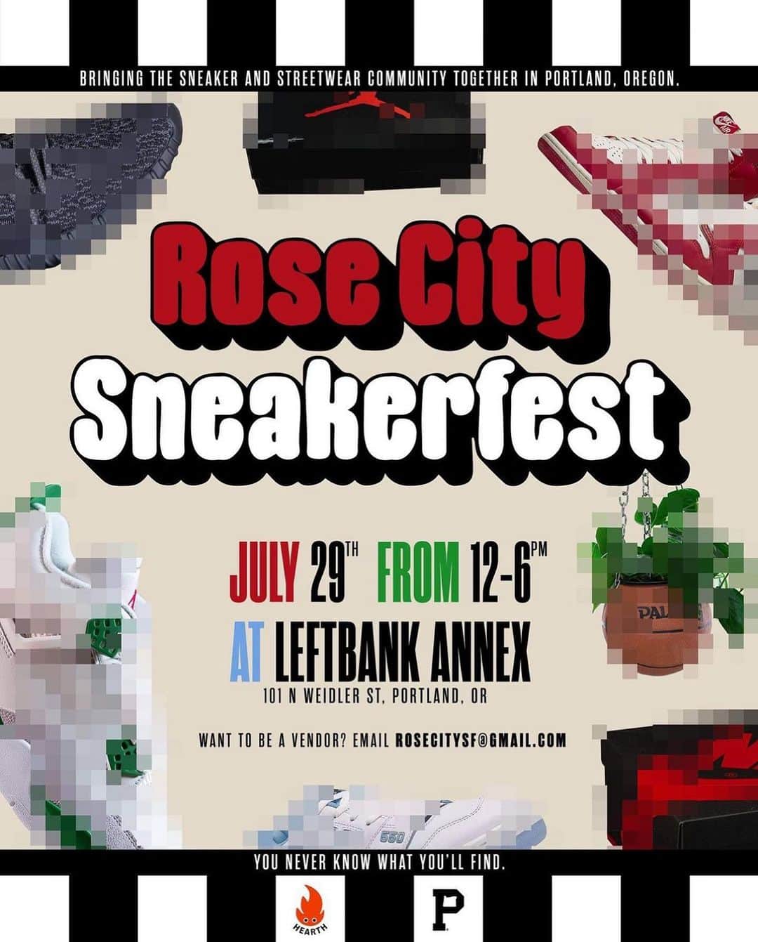 Portlandのインスタグラム：「@rosecity.sneakerfest is BACK to celebrate its 1 year anniversary with the biggest event yet! 🎉  If you love sneakers, art, fashion, music, head to the event on July 29th and experience this unforgettable event for PDX aka the Sneaker Capital of the World! 🌎  Get your tickets early as this event sells out quick!  Shout out sponsors @portlandgear, @hearth.pdx and @uo.productdesign」