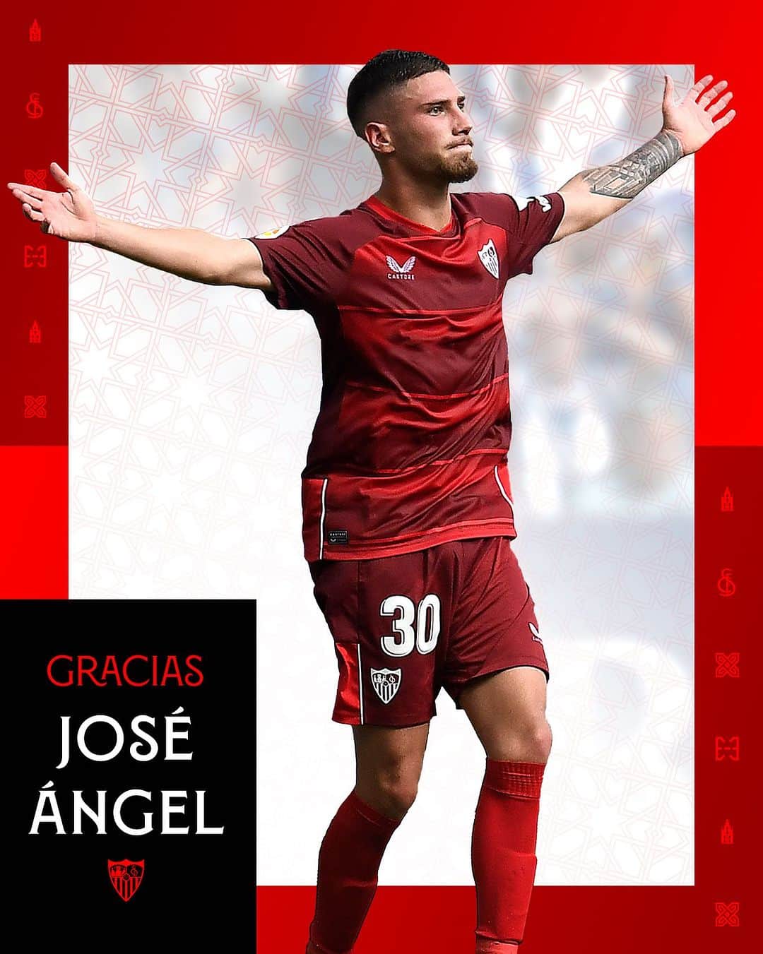 セビージャFCのインスタグラム：「ℹ️ Acuerdo con el Getafe CF para la cesión de José Ángel Carmona. 🤝  ¡Mucha suerte! ❤️  #WeareSevilla #NuncaTeRindas」