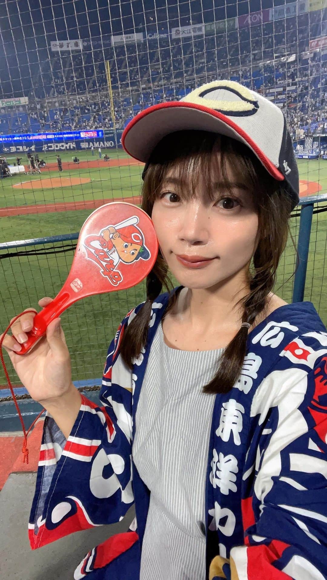 古田ちさこのインスタグラム：「✦ ハマスタ3連勝 ! 全部1点差で制したね🥺 逆転勝ちや追い上げられても1点返す終盤の粘り強さが頼もしかった〜✨ この日は先発床田投手が大奮闘💨 2安打2失点、ナイスランで得点に結びついたのも良かった〜☺️  首位も見えてきたし… ! 後半戦もいっぱい応援するぞ📣」