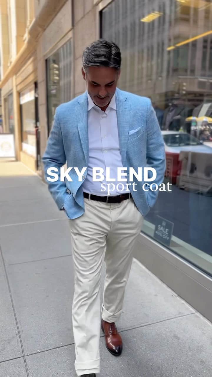 アイクベーハーのインスタグラム：「The luxury of wool, silk, & linen combine with cotton for the perfect touch of flexibility in our new SKY BLEND sport coat🤌🏻  •AVAILABLE IN-STORES •COMING SOON ONLINE  Shop the whole look in our stories👌🏻」