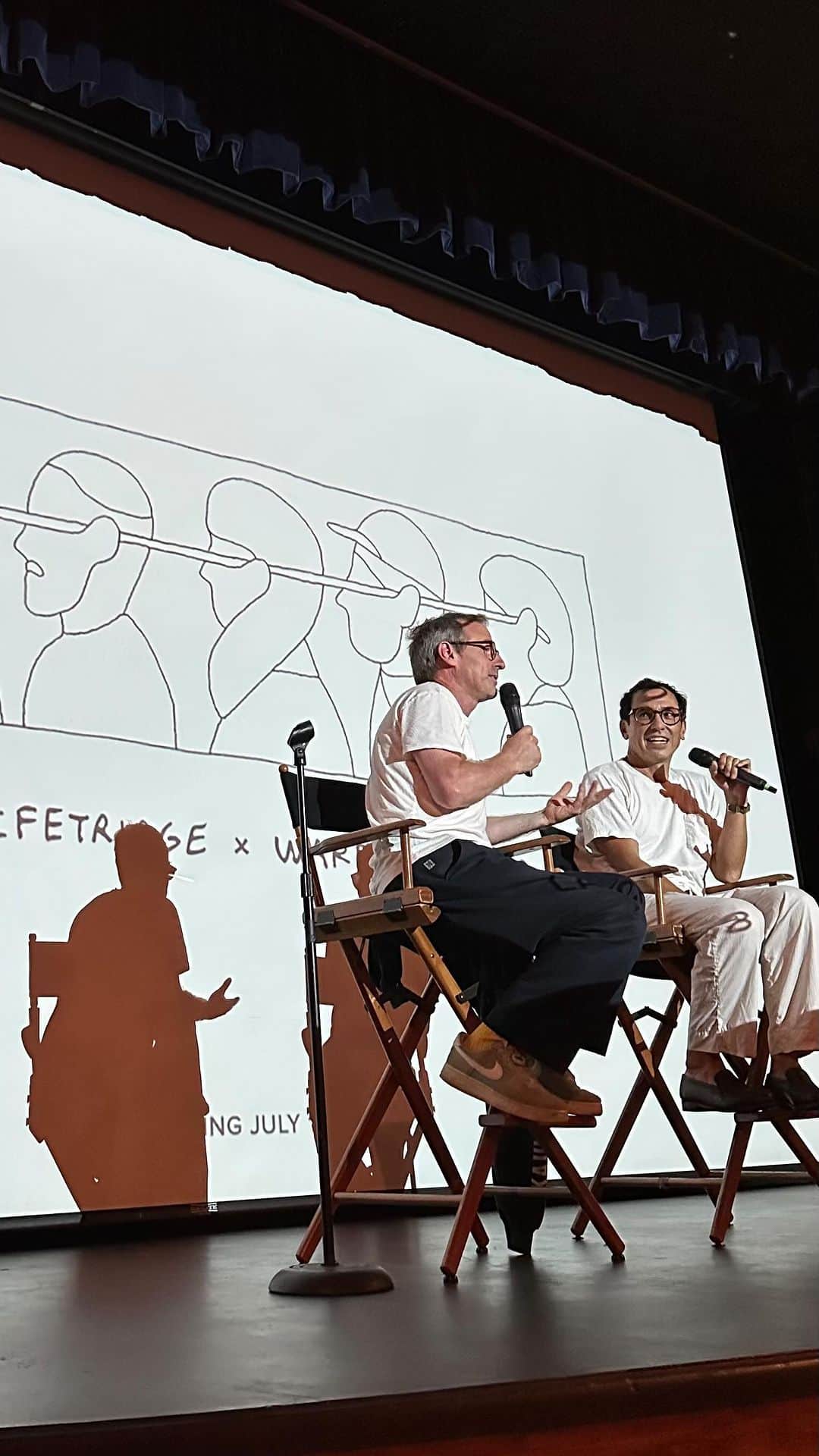 Warby Parkerのインスタグラム：「New favorite movie snack unlocked🔓: @mcfetridge’s favorite Canadian candy, Coffee Crisp.  This week, we were honored to host a screening of “Geoff McFetridge: Drawing A Life” 🍿 (a @sxsw winner!), directed and produced by @dancovert. It was followed by a discussion with Geoff, moderated by Spike Jonze. Our cinephile hearts were so, so happy 🎬」