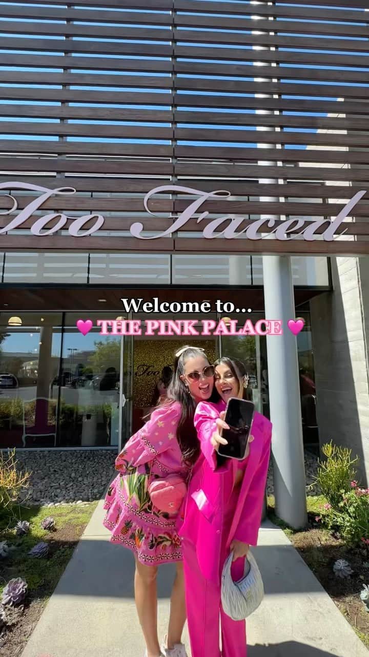 Too Facedのインスタグラム：「Welcome to the Pink Palace! 😍💖 We brought along our BFF’s to visit the Too Faced Headquarters in Orange County for an office tour and to get shade matched for our Born This Way Collection! ✨  There’s still time to enter our giveaway! We’re giving one lucky babe the entire Born This Way Complexion Collection in their shade! Be sure to leave a 😍 on our 3 most recent posts to enter!  #toofaced #tfcrueltyfree」