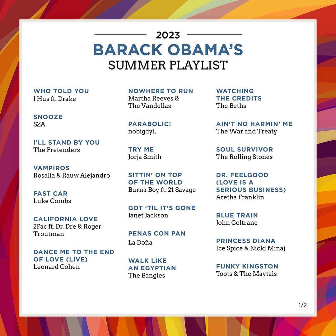 Barack Obamaのインスタグラム：「Like I do every year, here are some songs I’ve been listening to this summer — a mix of old and new. Look forward to hearing what I’ve missed.」