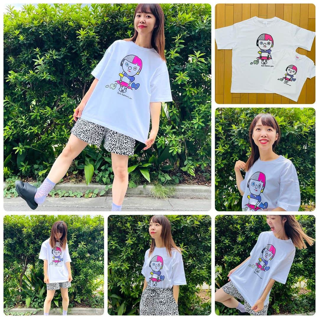 中村涼子さんのインスタグラム写真 - (中村涼子Instagram)「届いた！着てみた！  『プリントホワイトALL ME！Tシャツ』 Mサイズ着用(162cm 50kg)  『ALL ME！』クラウドファンディング限定グッズSETより  －－－－－－－－－－－－ ぬけけけけ🥹✨ グッズ感と私服感の中間さが、たまらないです🌺🌺  ここまで、チク美ちゃんを真ん中にどーん！ とできるデザインは、 こういった個展などの際に限ってなので お祭り！的な気持ちも高まり、 最高に嬉しくなります🎆🎆🎆  されど白Tに黒の線が引き締めてくれているので、 ボトムスは デニムやスカート、結構なんでも合います😁 秋になったら下に薄手のインナー着て合わせるんだー🤡  こちらはア太郎くん用に試作の段階で110cmも作ってみました☀️  着てもらうの楽しみです。 毎回楽しみ、嬉しい  こちらに、 現在生地の発注をして製作に入る ポーチと、マスコットキーホルダー それに参加証明書やポストカード、待受画面などを合わせた  限定グッズSET  を返礼品で販売しています！ こちらの購入いただいた費用は個展開催の資金にもなります🙌  あと9日のクラウドファンディングも宜しくお願い致します💐💐  【2023年7月2日（日）12:00〜7月30日(日)23:59までクラウドファンディング中！】 募集ページは、 プロフィールリンク一番上から飛べます✈️  ーーーーーーーーーー 2023年10月3日（火）〜8日（日） 中村涼子個展『ALL ME！』 会場:弘重ギャラリー ーーーーーーーーーー  #中村涼子個展 #ALLME」7月21日 17時33分 - nakamuraryoko56